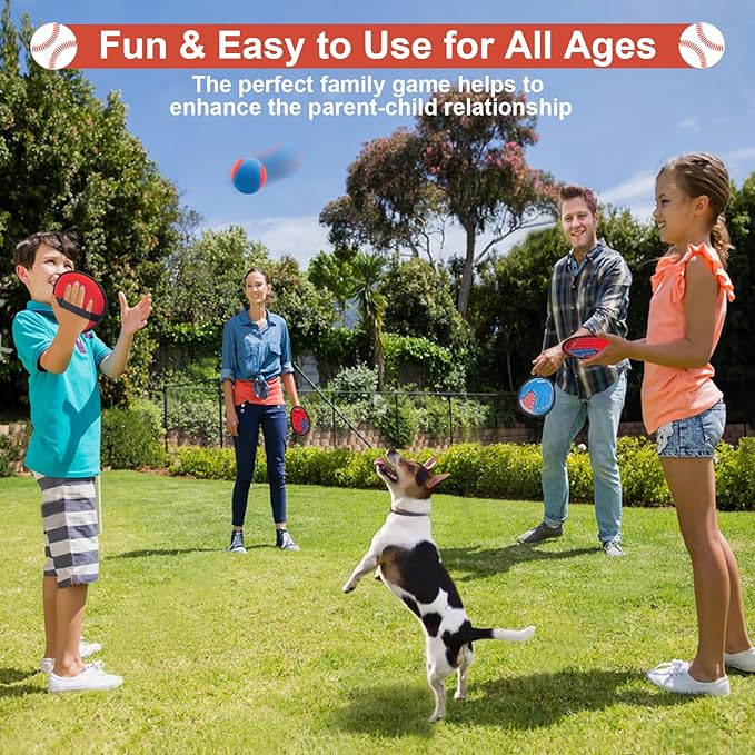 Toss and Catch Ball Game, Kids Toddler Baseball Glove & Catch Ball Toys, Kids Outdoor Games for Family, Toys for Beach Yard Outside, Birthday Christmas Gift for Ages 3 4 5 6 7 8-12 Year Old Boys Girl