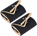 Mile High Life Tri-fold Golf Towel | Premium Microfiber Fabric | Waffle Pattern | with Heavy Duty Carabiner Clip | for Men and Women (2 Pack Black/Yellow)