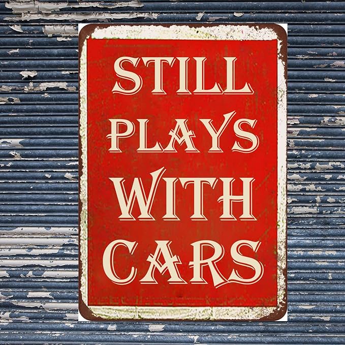 Garage Signs For Men - Funny Metal Tin Car Room Decor - Vintage Car Gifts 8x12 Inch