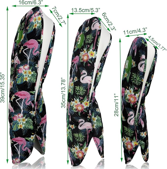 Golf Headcovers for Drivers and Woods – Set of 3 (S/M/L), Leather Club Covers with Magnetic Number Tags, Floral Design, Scratch-Resistant, Fits Most Golf Clubs