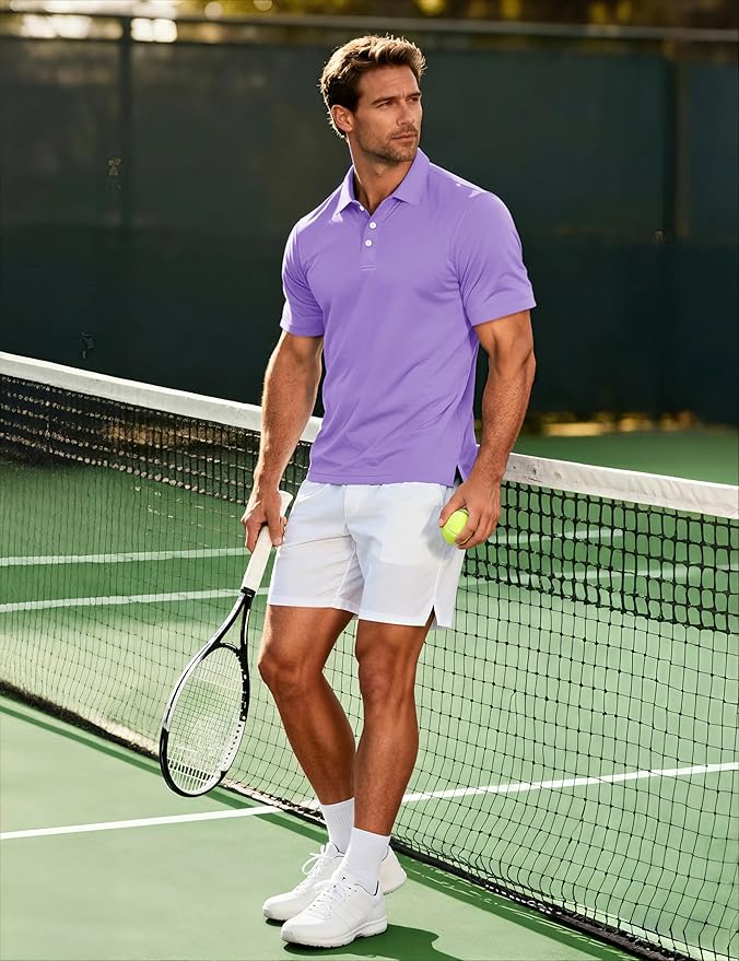 MAGCOMSEN Men's Polo Shirts 3 Buttons Casual Work T Shirts Quick Dry Short Sleeve Golf Shirt Pique Jersey Outdoor Performance