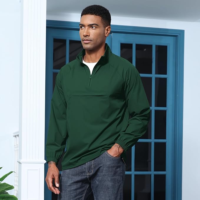 Opomelo Men's Athletic Quarter Zip Pullover Golf Hiking Running Lightweight Jacket Workout Sweatshirt With Pocket