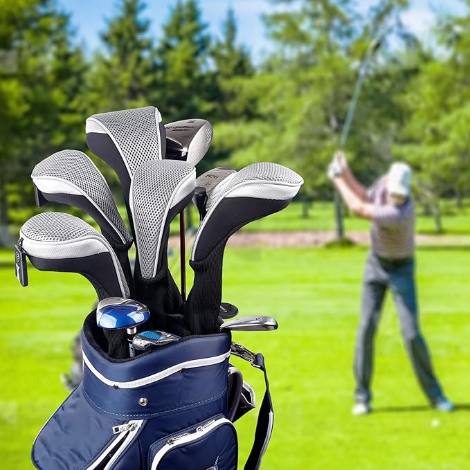 Andux 5pcs/Set Mesh Golf 460cc Driver Fairway Wood Club Head Covers Long Neck with No. Tags