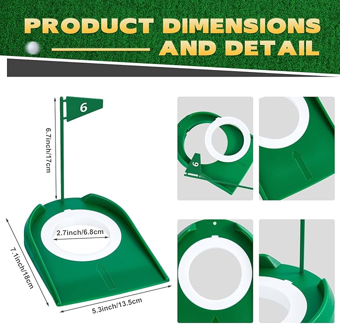 Sotiff Golf Putting Practice Cup Hole Training Aids Golf Accessories Training Putters with Plastic Flag for Adult Office Garage Yard Indoor Outdoor Practice