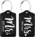 2 Pcs 2025 Mrs Mr Luggage Tag for Suitcase, Steel Loop with Privacy Cover ID Label, Engagement Wedding Bridal Shower Gift for Women Men Couple