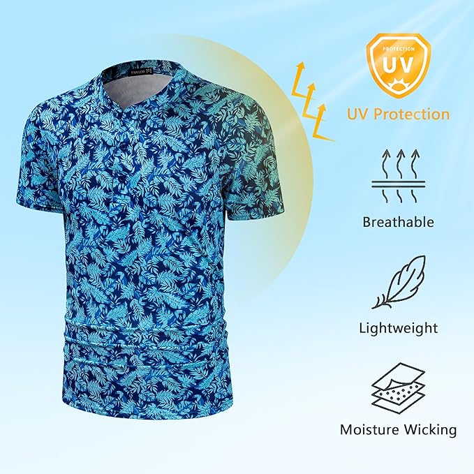 TAPULCO Mens Collarless Golf Shirts Short Sleeve Dry Fit Stretch Casual Breathable Lightweight Tshirts