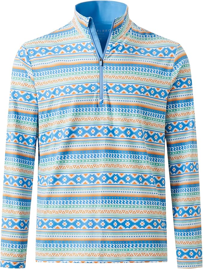 M MAELREG Quarter Zip Golf Pullover Men Dry Fit Long Sleeve Performance Wicking 1/4 Zip Full Print Pullover Mens Sweatshirt