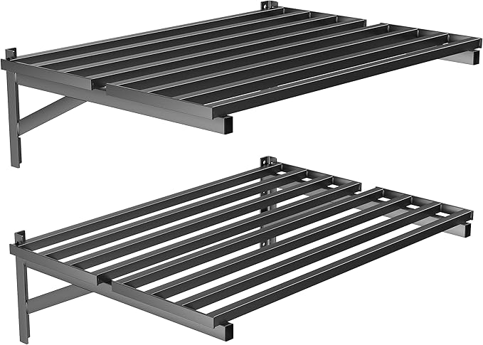 Ultrawall Heavy Duty Garage Wall Shelves, 2 x 3 ft Wall Mounted Storage Shelves, Holds Up to 800Lbs, 2Pack, Black