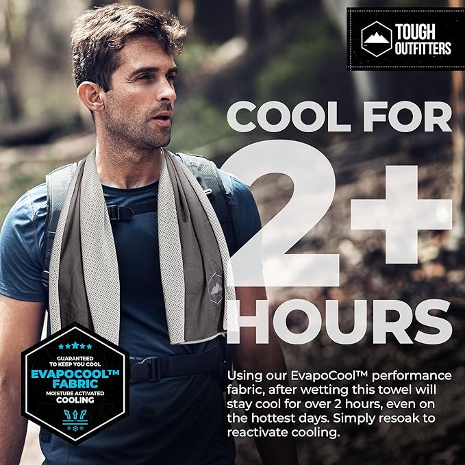 Tough Outdoors Cooling Towels for Neck Face - Neck Cooling Towel for Hot Weather Yoga Sports Golf Sweat - Instant Cold Towel