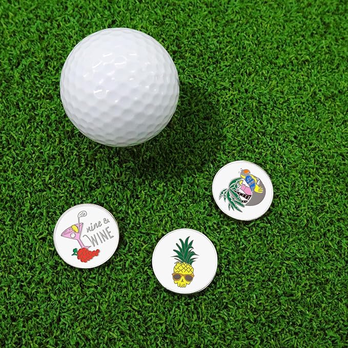 FINGER TEN Golf Ball Marker with Hat Clip Markers Assorted Patterns Value Gift Set Mark Golf Divot Tool Accessories for Men Women Kids