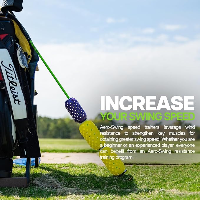 Aero Stiff Shaft, Golf Training Aid and Warm Up Tool, Speed Stick for Golf, Golf Swing Trainer, Improves Swing Speed, Wind Resistance, Adjustable Pineapples, Gain Up to 30 Yards On Your Drive