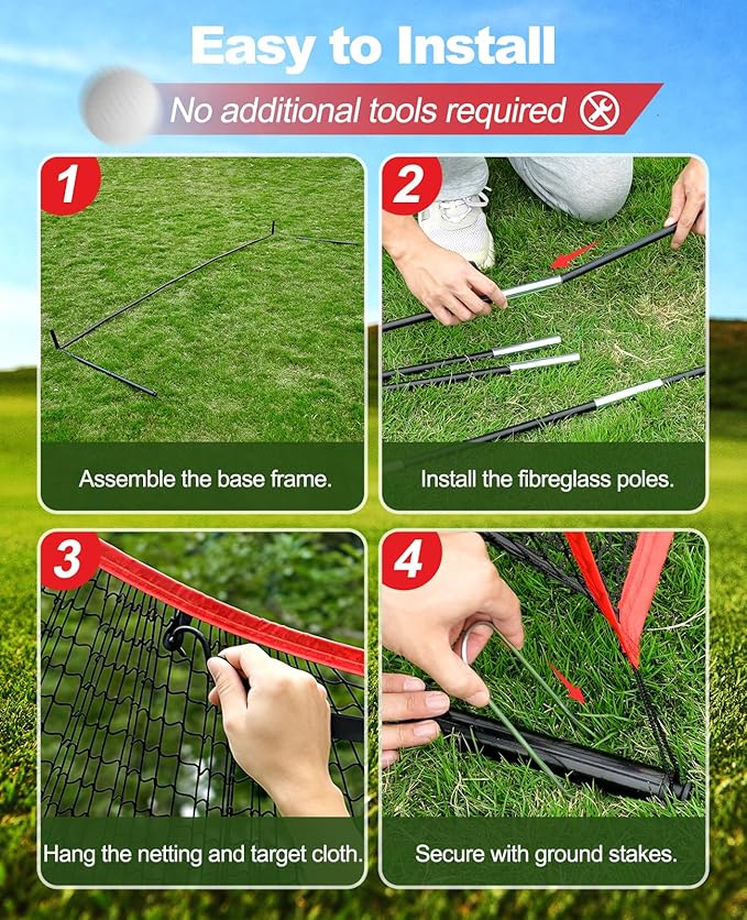 Golf Net, 10×7ft Heavy Duty Golf Hitting Nets with Mat Targets Tees Balls Carry Bag, Golf Practice Equipment Net for Indoor/Outdoor Backyard Driving Chipping Swing Training, Gifts for Men Golfer