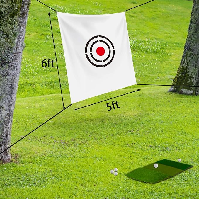 Gagalileo Golf Target Cloth: Protective Net Portable Easy Setup with Ropes Indoor Outdoor Practice All Golfers Training Accuracy for Backyard Garage