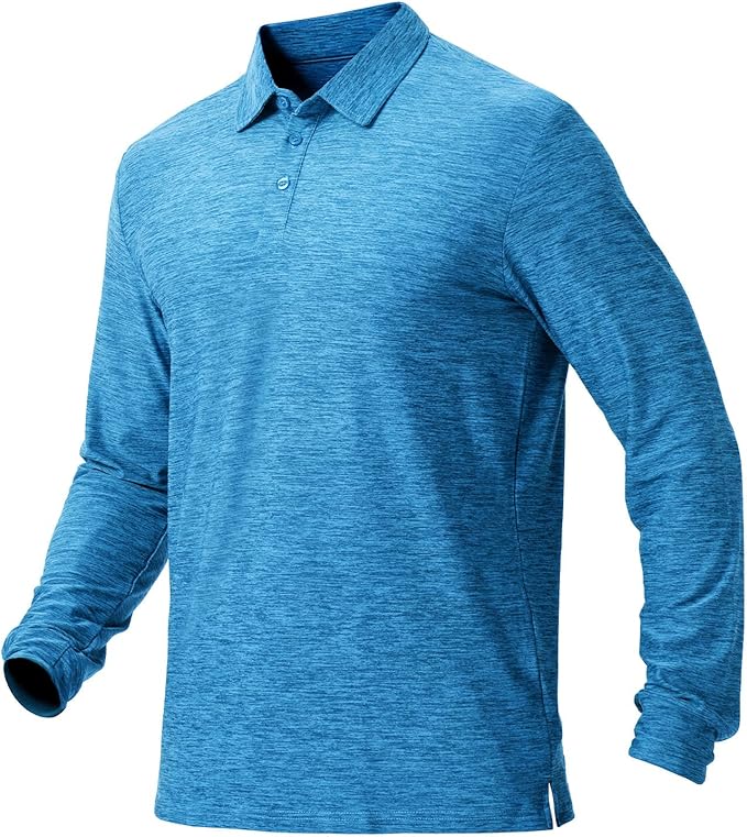 NAVISKIN Men's Polo Shirts Long Sleeve Golf Shirts with Collar UPF 50 SPF Shirt for Men Quick Dry Moisture Wicking