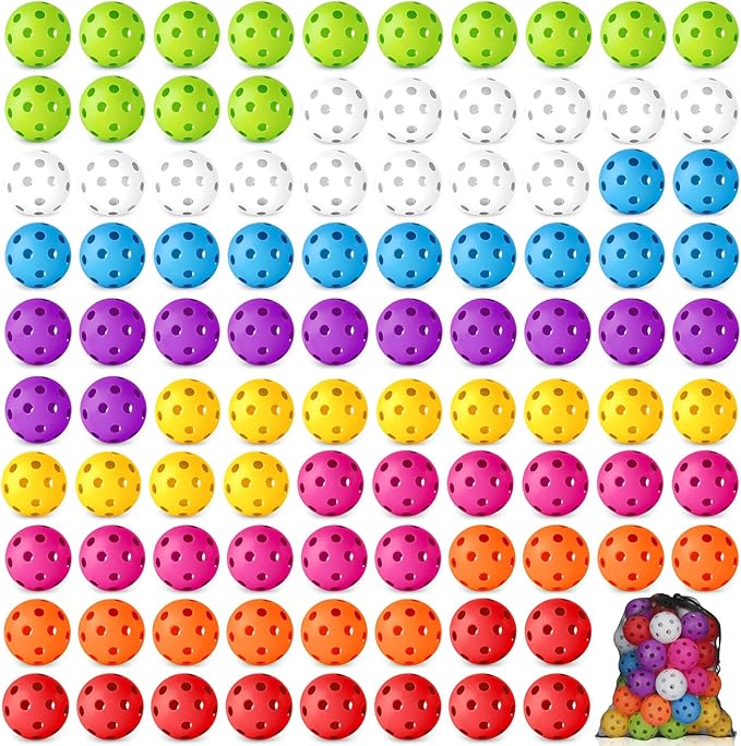 Coopay 12/50/100 Pack Baseball Practice Balls Plastic Training Balls Lightweight Hollow Softballs with a Drawstring Bag for Hitting, Baseball Training Indoor Outdoor Use