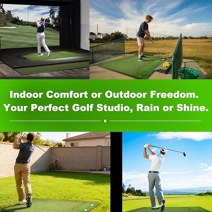 Thickened Golf Mats Practice Outdoor Indoor, 5X4ft 31/36mm Dual-Turf Hitting Mat with 20 Balls for Swing Chipping Driving