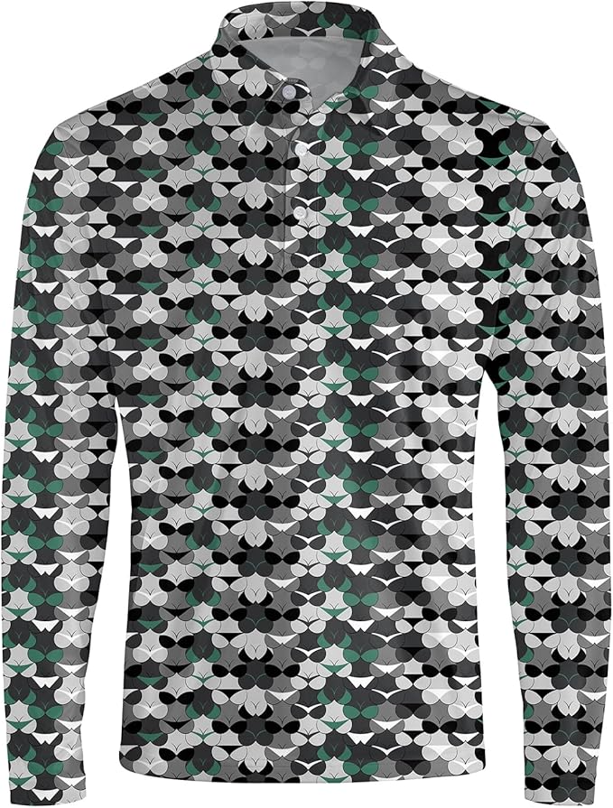 Men's Long Sleeve Golf Shirt Quick Dry 3 Button Work Fishing Outdoor Casual Collar Shirt