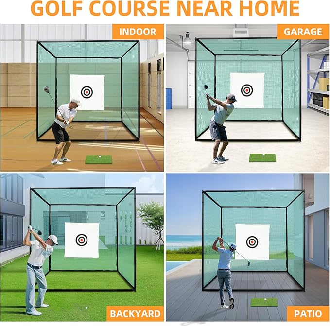 Golf Net for Backyard Driving Real Balls, 10x10x10 Ft Golf Hitting Net for Garage,Indoor/Outdoor Practice Net