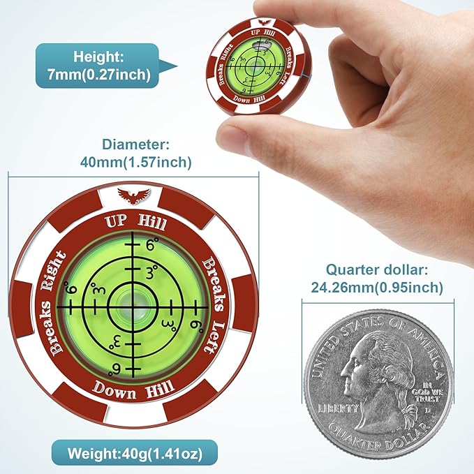 SlopeVision Pro Golf Green Reader with Hat Clip, Horizontal Bubble Level & Golf Ball Marker – High Precision Green Reading Aid, Ideal Golf Gift for Men & Women