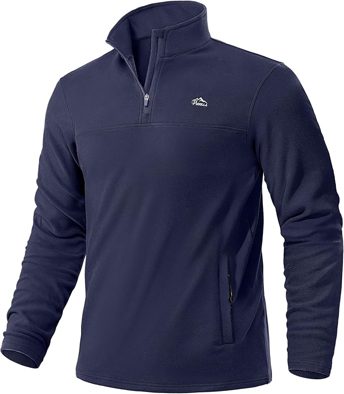 Pudolla Men's Quarter Zip Pullover with 2 Pockets Fleece Warm Soft Golf Sweatshirts for Athletic Workout Running