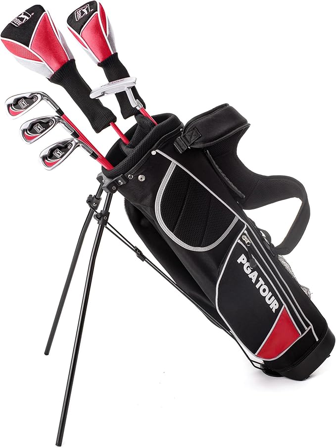 PGA Tour Youth Golf Club Set – Ages 3-5 (3’6”-4’1”) and 5-8 (4’1” - 4'8") Right and Left Handed Beginner Junior Golf Clubs with Lightweight Golf Bag, Mallet Putter, Driver by Golfgen