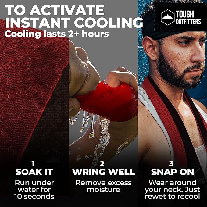 Tough Outdoors Cooling Towels for Neck Face - Neck Cooling Towel for Hot Weather Yoga Sports Golf Sweat - Instant Cold Towel