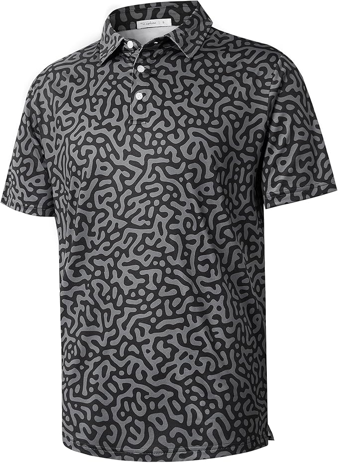 zeetoo Men's Polo Shirts Hawaiian Golf Polos Shirts Short Sleeve Performance Moisture Wicking Mens Golf Shirts
