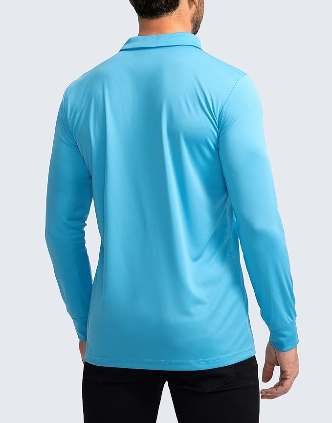 Men's Polo Shirt Long Sleeve Golf Shirts Lightweight UPF 50+ Sun Protection Cool Shirts for Men Work Fishing Outdoor