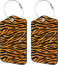 2 Pack Luggage Tags for Suitcase,Tiger Print PU Leather Luggage Tags with Privacy Cover Name Address Labels and Steel Ring,Creative Travel Accessories for Men and Women
