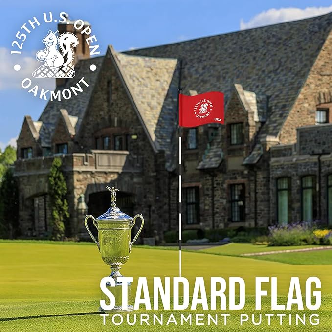 Standard Golf Flag U.S.Tour 2025, Tube Insert, 14x20 Inch 420D Nylon Dual-Sided Silk-Screen, Ideal for Practice Putting Green, Driving Range, Course, Club, Red, 1-Pack