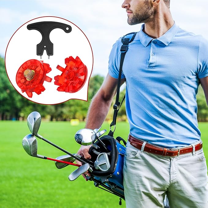 31 Pcs Golf Spikes Set with 30 Golf Cleats Replacement and Black Cleats Spanner for Shoes Metal Thread Screw 6 mm Dia Spike Tool Accessories for Lawn Outdoor Cricket Shoe Player Lover