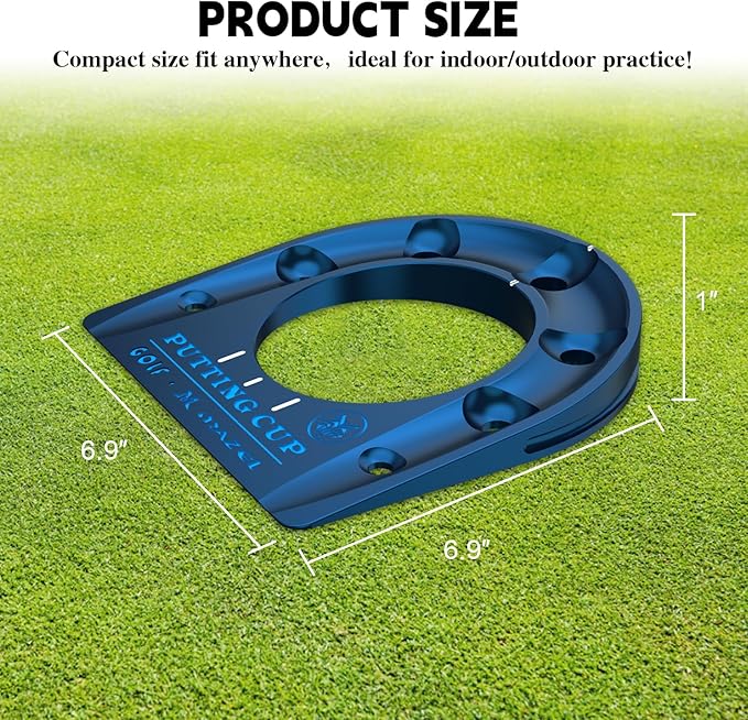 MAZEL Golf Putting Cup Hole Accuracy Trainer - Anodized Milled Aluminum Alloy Putting Training Aid for Indoor Outdoor Practice, with Carry Bag