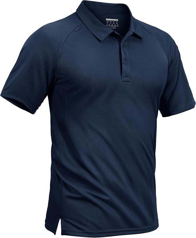 TACVASEN Men's Polo Shirts Short Sleeve Golf Polos Dry Fit UPF 50+ Performance Tactical Collared Hiking Shirt