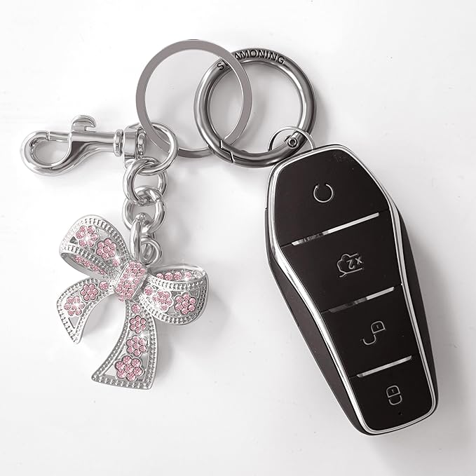 Sparkly Bow Bag Charm Rhinestone Bow Purse Charms Bows Keychain Women Bag Charm for Handbag