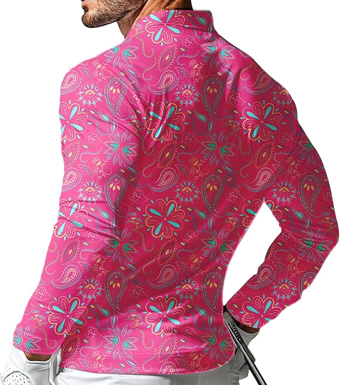 Men's Long Sleeve Golf Shirt Quick Dry 3 Button Work Fishing Outdoor Casual Collar Shirt