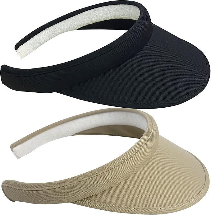2 Pack Sun Visor Hats Women Men Clip On Wide Brim Visors Hat Outdoor Sports Golf Beach Travel Tennis Caps