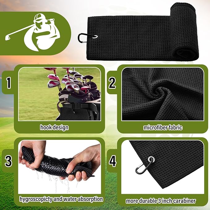Liliful 12 Pcs Golf Accessories Kit, Include Golf Ball Bag with Hook Towel Tees Magnetic Ball Marker Divot Tool Cleaner Brush for Women Man Gifts