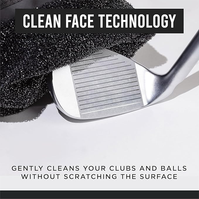 Club Scrub Mini, Golf Club and Golf Ball Cleaning Bag, Waterproof Clean Face Technology Liner, Detachable Clip, Machine Washable, Cleans Club Grooves, Dry Exterior (Blue)