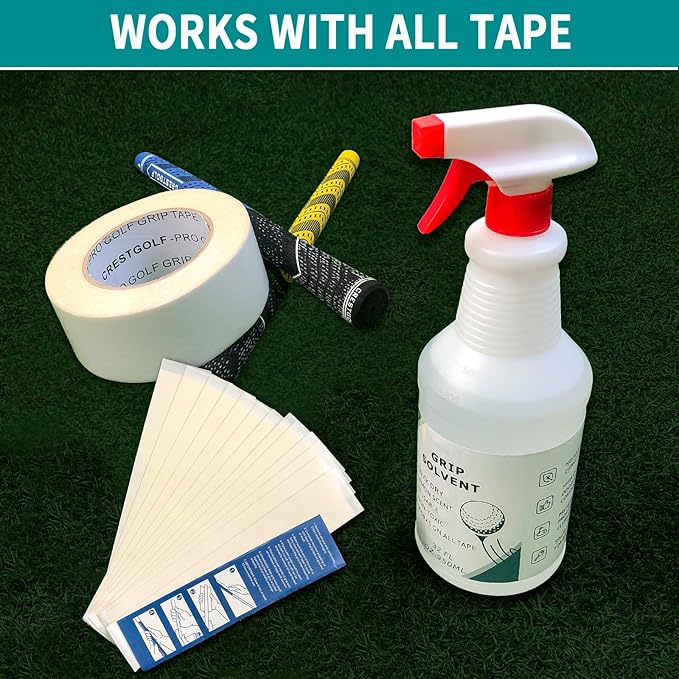 Crestgolf Professional Golf Grip Solvent 32 OZ Solvent Light &Mild Lemon Scent for Regripping Golf Clubs and Golf Grip Repair - Golf Grip Solution - Non-Toxic, Non-Flammable