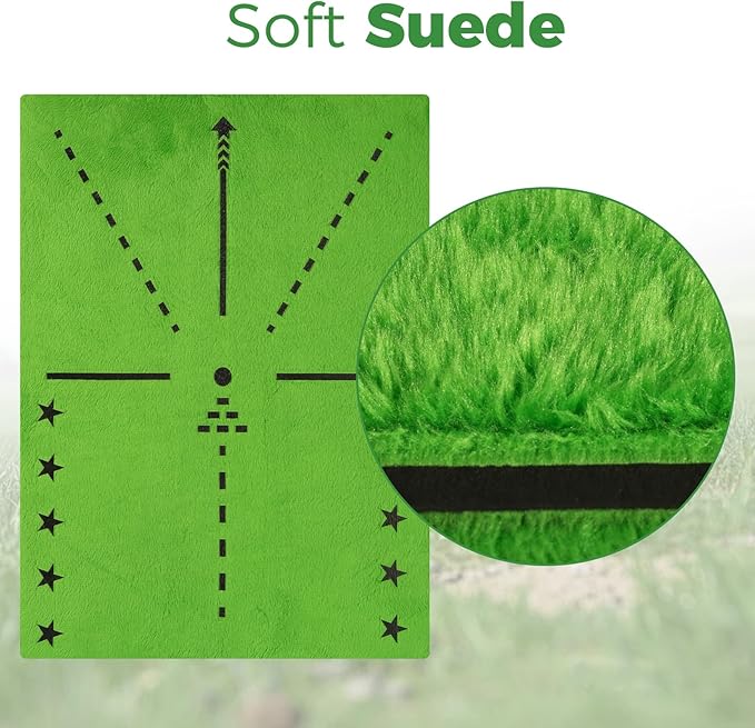 Golf Hitting Mats for Swing Path Feedback Reusable Anti-Slip Rubber Backing Extra Replaceable Dual Velvet Pad Fit in Indoor Outdoor Golf Swing Practice (16 X 12 in) Gifts for Golfer