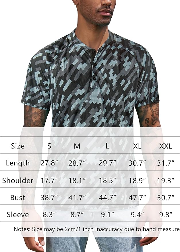TAPULCO Mens Collarless Golf Shirts Short Sleeve Dry Fit Stretch Casual Breathable Lightweight Tshirts