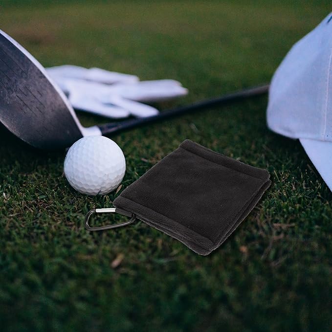 Golf Ball Towel with Buckle 14X14Cm Microfiber Golf Cleaning Cloth for Club and Ball Maintenance