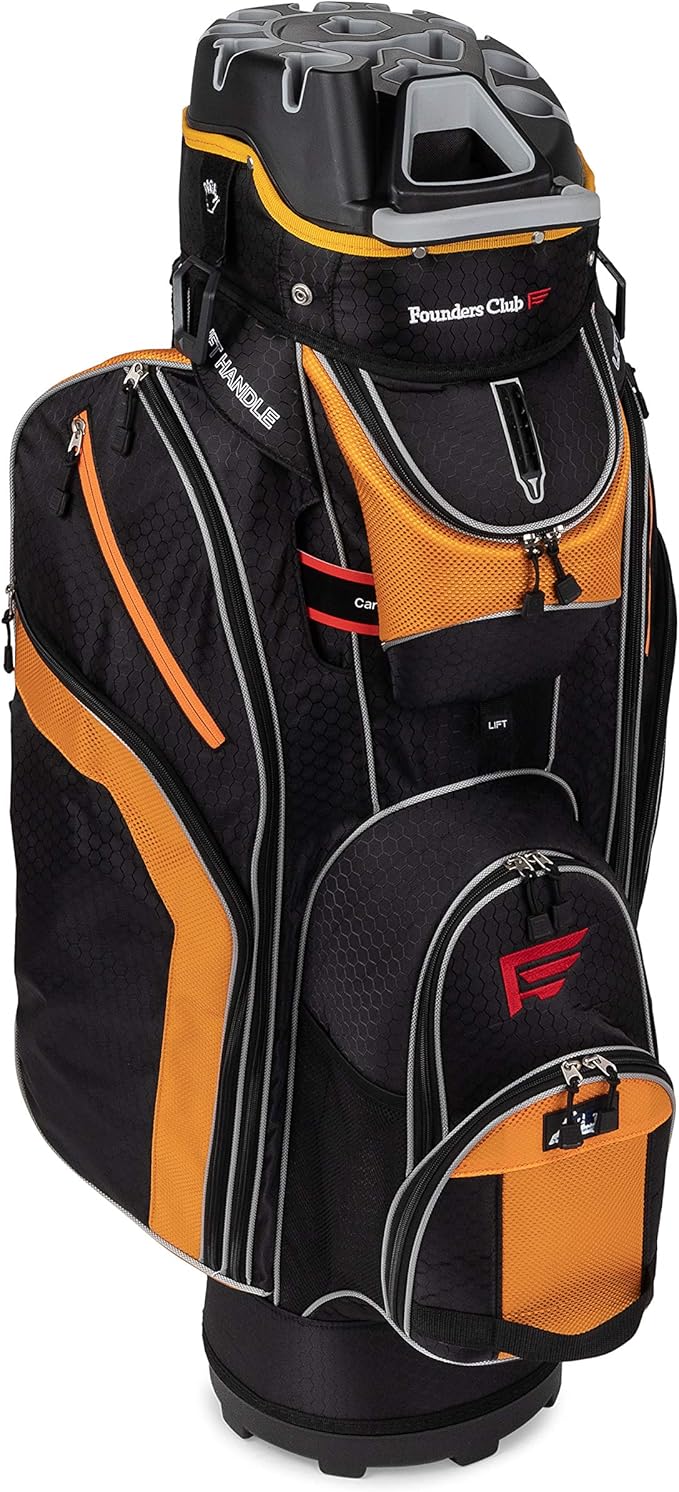 Founders Club 3rd Generation Club Lock Organizer Golf Cart Bag with 14 Way Anti Rattle Divider Top- Free Snap On Rain Hood-Full Length Dividers