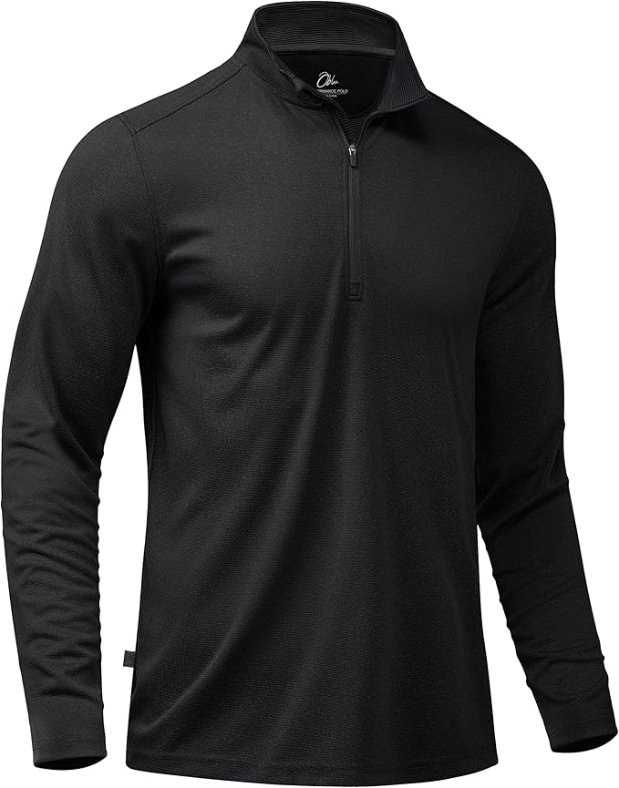 Obla Golf Quarter Zip Pullover for Men Mock Neck Sweatshirt Lightweight Sun Protection Men's Long Sleeve Golf Shirt