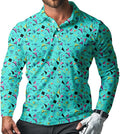 Men's Long Sleeve Golf Shirt Quick Dry 3 Button Work Fishing Outdoor Casual Collar Shirt