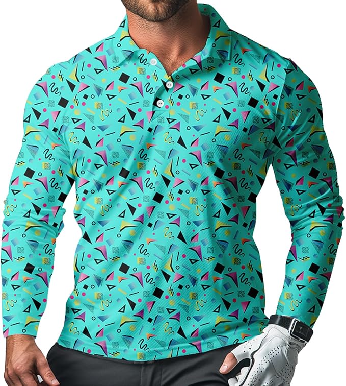 Men's Long Sleeve Golf Shirt Quick Dry 3 Button Work Fishing Outdoor Casual Collar Shirt