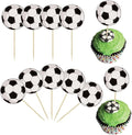 36Pcs Soccer Ball Cupcake Toppers Sports Theme Football Cupcake Food Toothpicks Baby Shower Cake Decorations for Sport Balls Theme Soccer Ball Kids Birthday Party Decorations