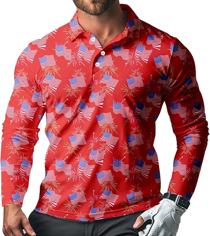 Men's Long Sleeve Golf Shirt Quick Dry 3 Button Work Fishing Outdoor Casual Collar Shirt
