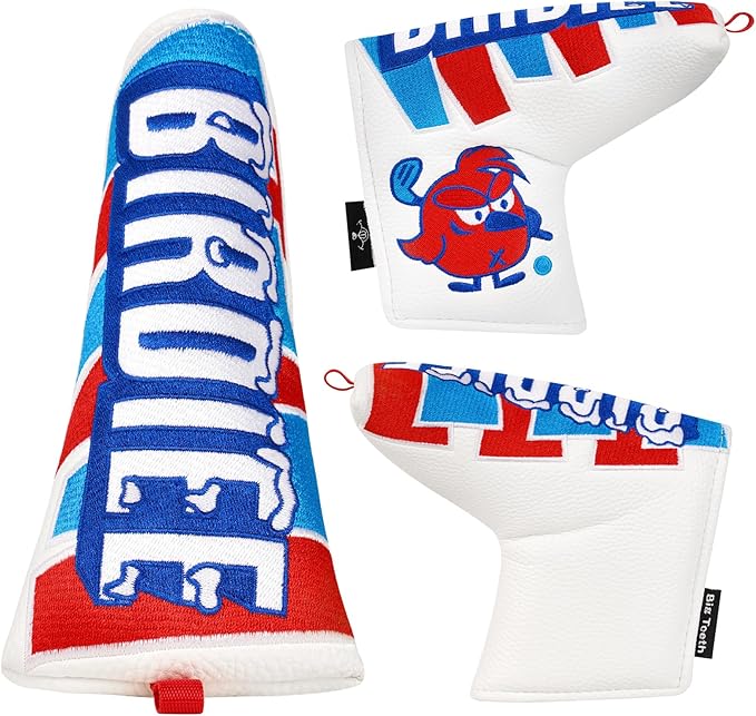 Big Teeth Driver Headcover Ice & Birdiee, Driver Covers for Golf Clubs, Funny Birdie Putter Cover,Milk Shake Ice Cream Mallet Putter Cover,Blue and Red Color