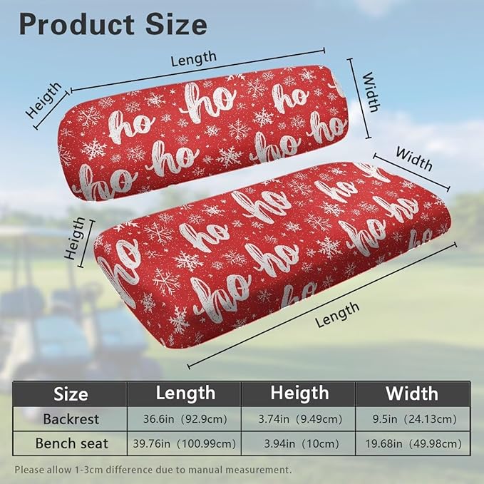 Golf Cart Seat Covers, Universal Fit & Nonskid Bottom Fits for Club Car 2 Person Seats Golf Carts
